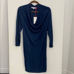SEE BY CHLOE Blue DRAPED Cowl Neck KNIT  Dress